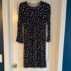 Boden Navy Dress with Yellow Floral Pattern